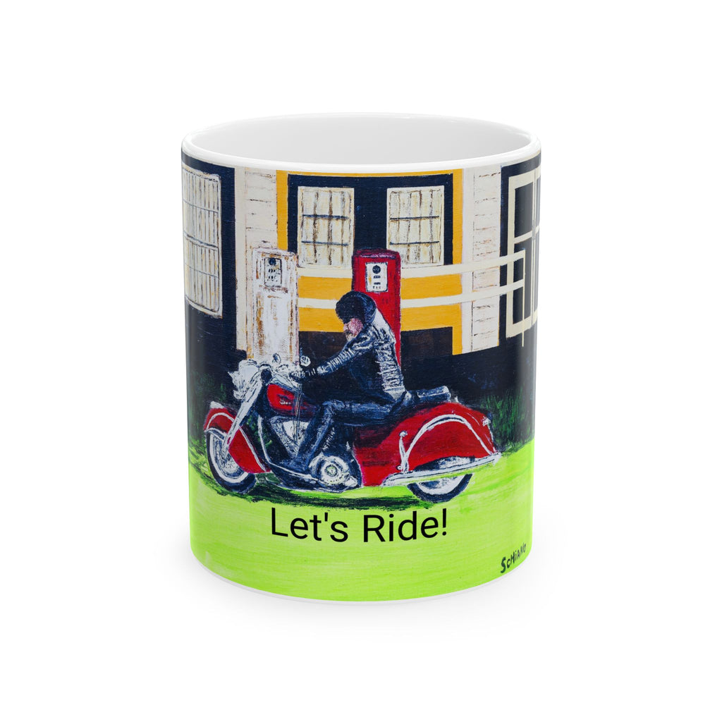 Let's Ride Motorcycle Ceramic Mug — Biker Coffee Cup (11oz/15oz)