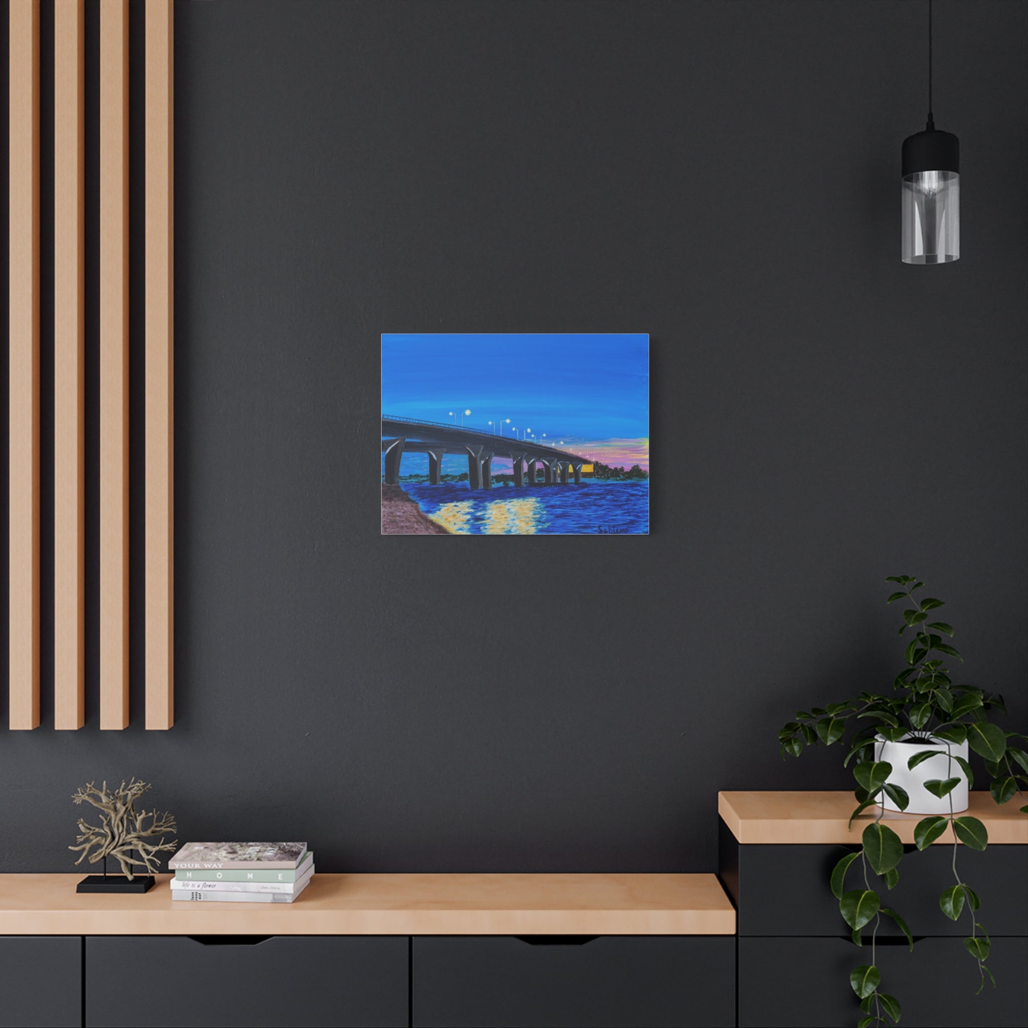 Bridge Sunset Canvas Art - Matte Stretched Wall Decor