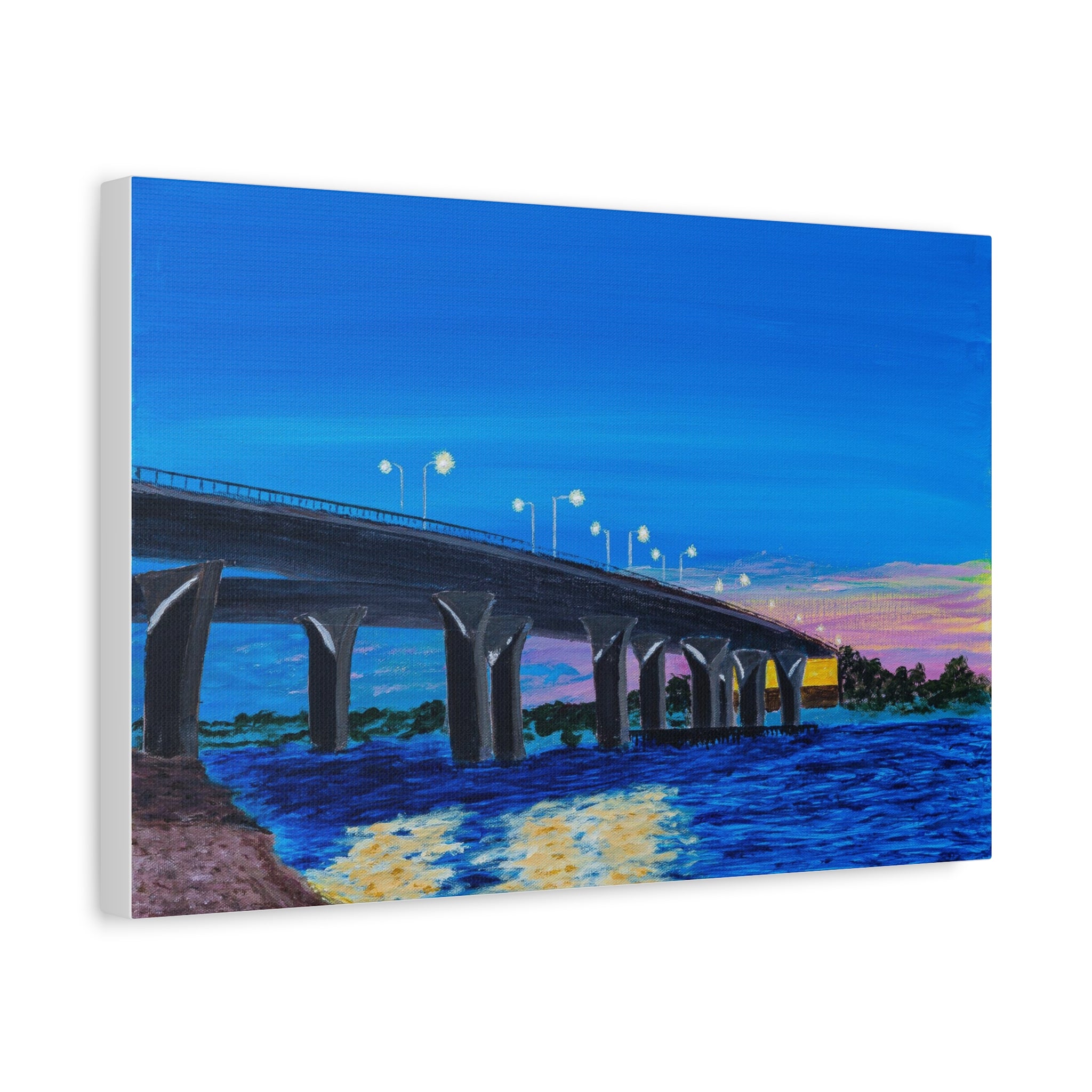 Bridge Sunset Canvas Art - Matte Stretched Wall Decor
