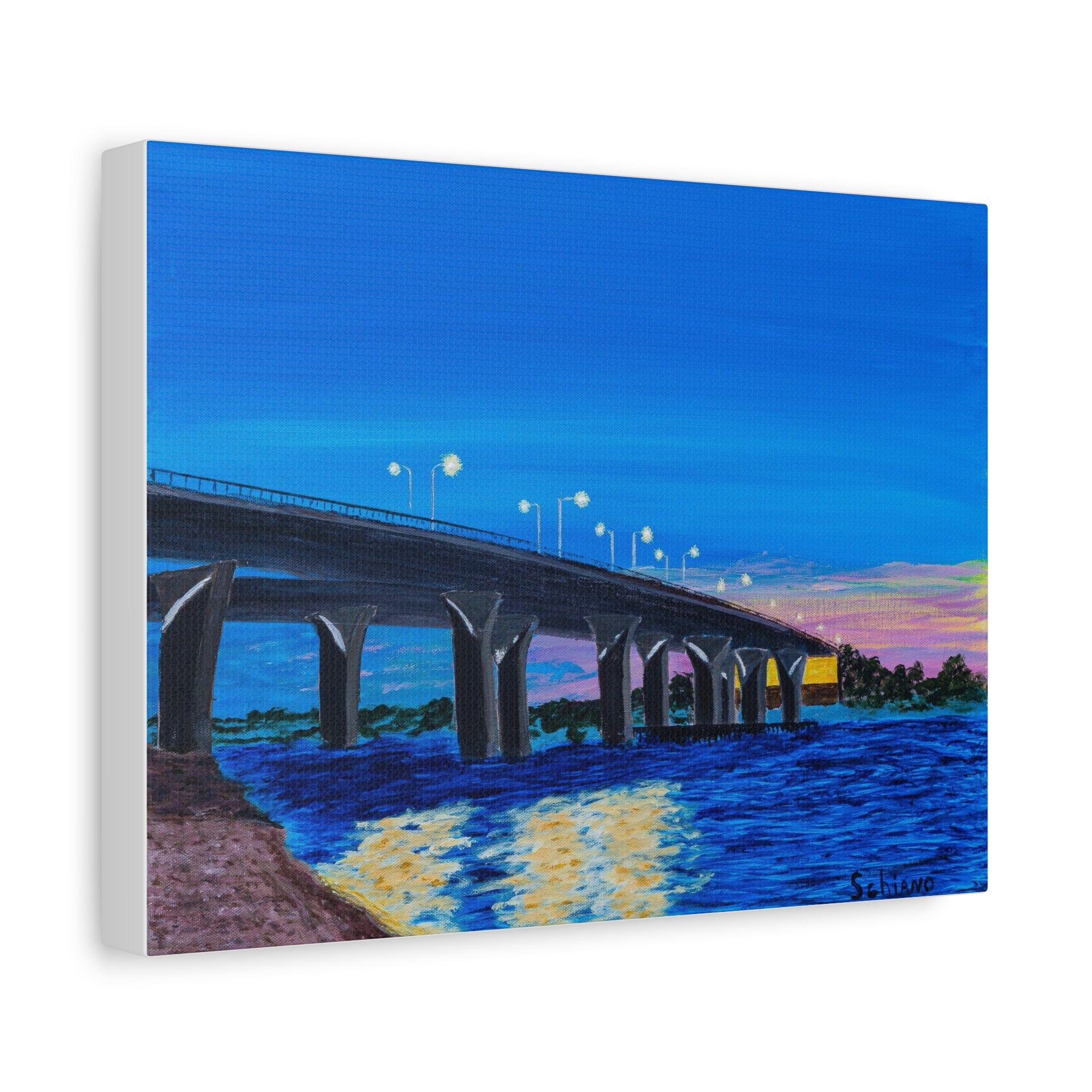 Bridge Sunset Canvas Art - Matte Stretched Wall Decor