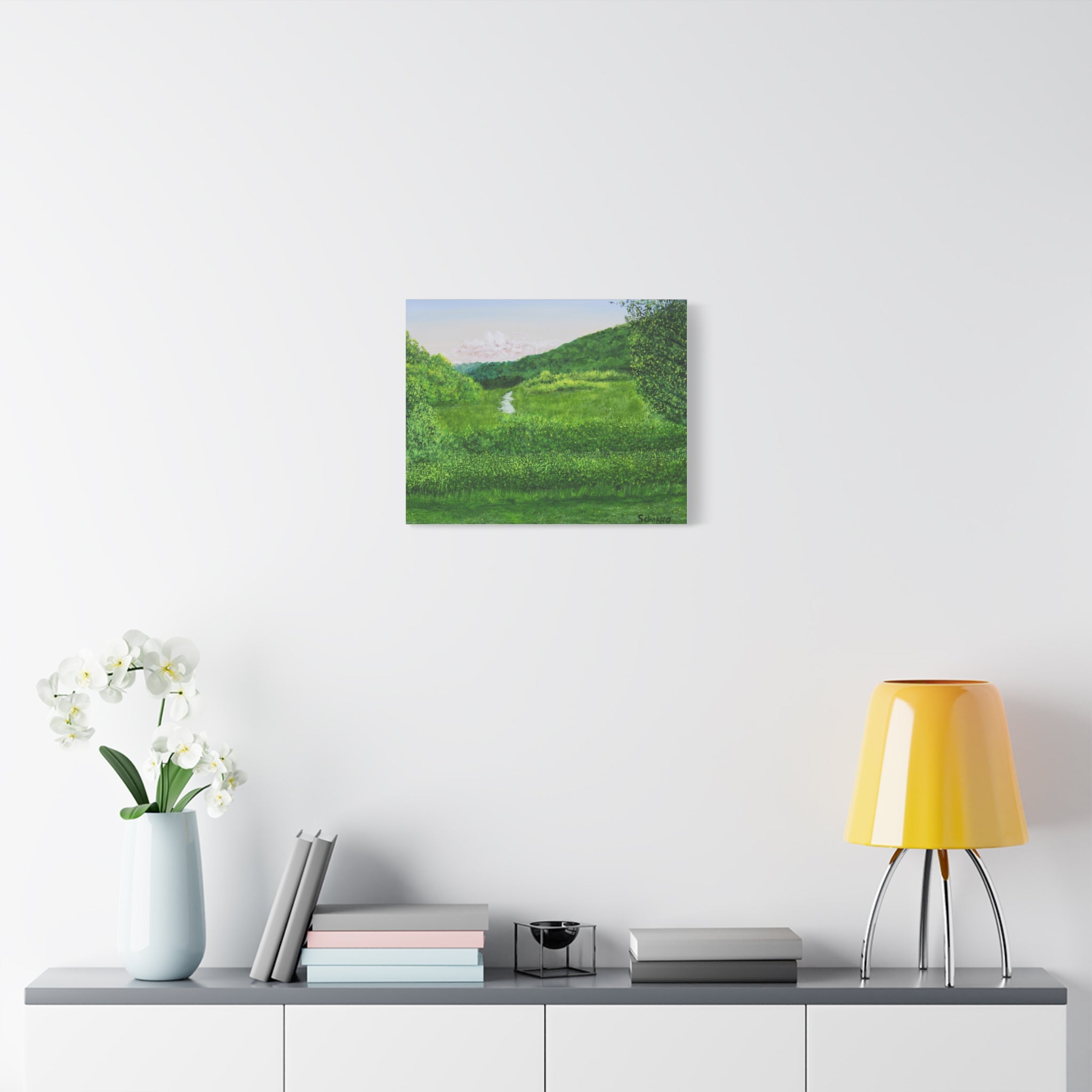 Green Meadow Landscape Canvas Print – Serene Nature Wall Art