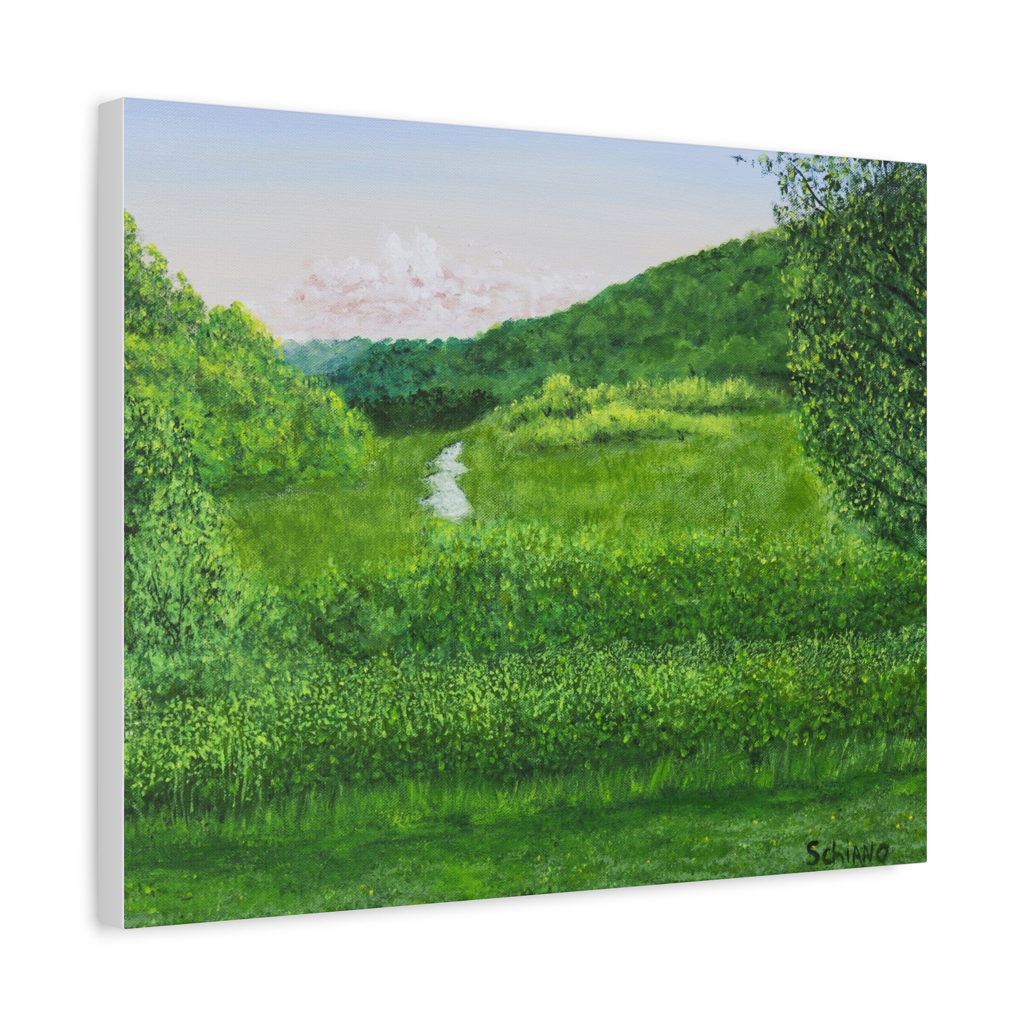 Green Meadow Landscape Canvas Print – Serene Nature Wall Art
