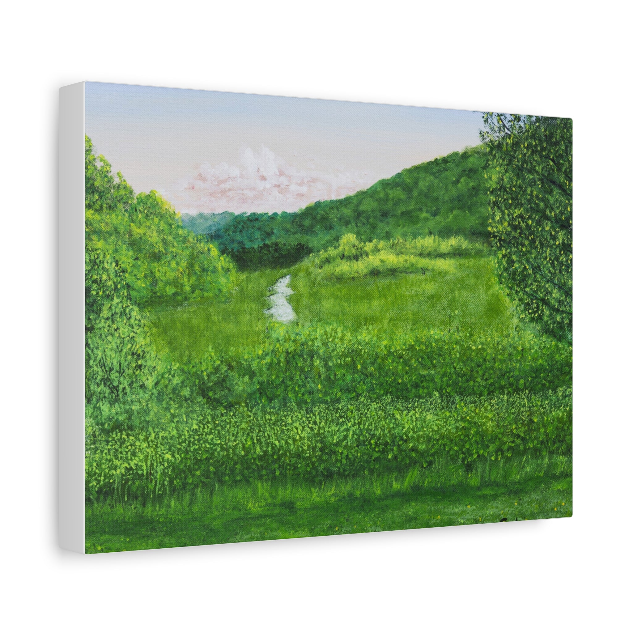 Green Meadow Landscape Canvas Print – Serene Nature Wall Art