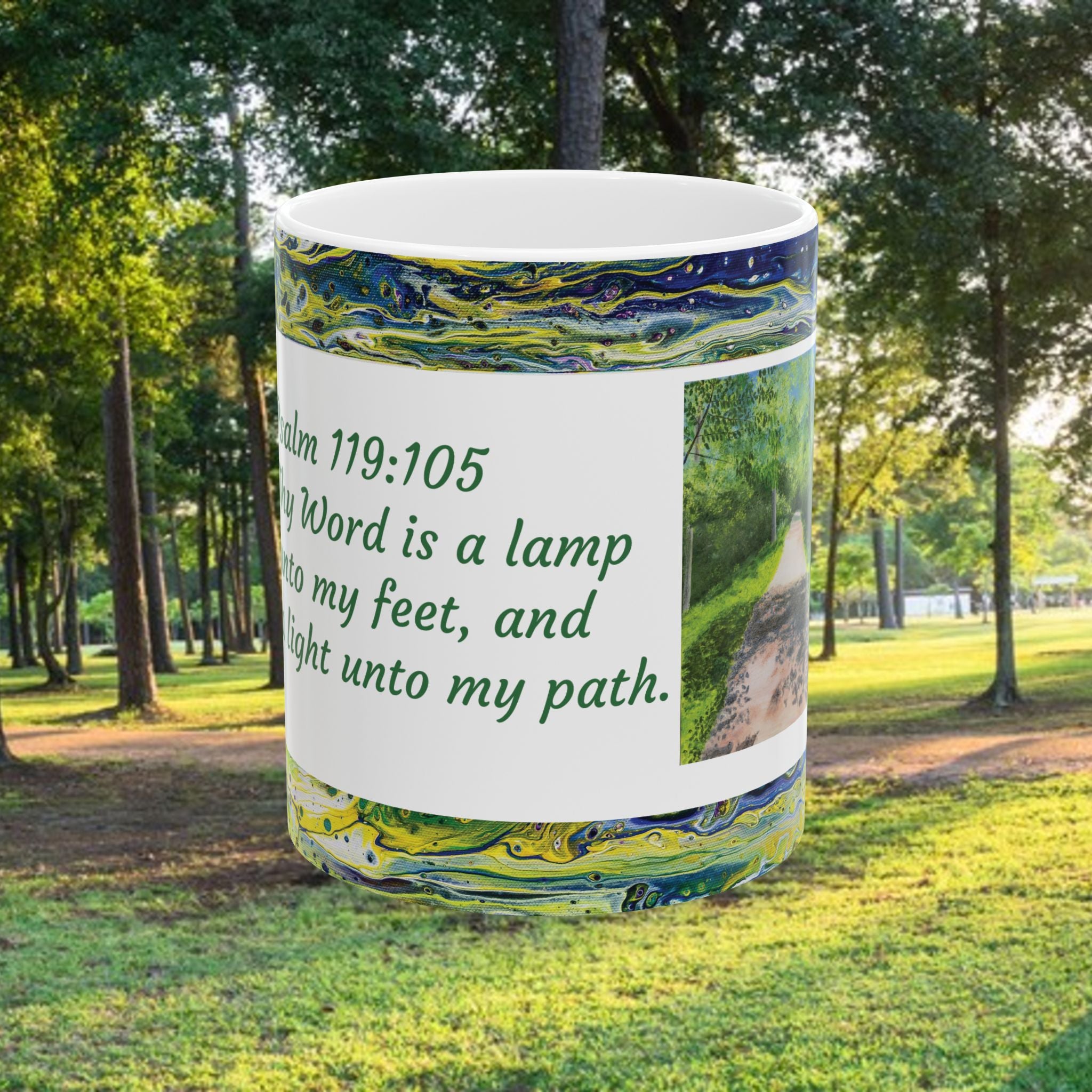 Faith Scripture Ceramic Mug – Psalm 119:105 "Your Word is a Lamp" Inspirational Coffee Cup