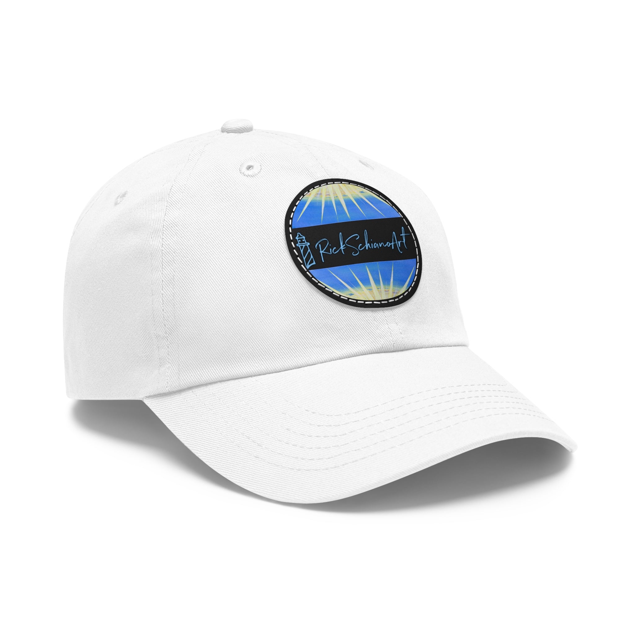 Rick Schiano Art Round -Leather Patch Dad Hat — Blue Sunrise Signature Cap