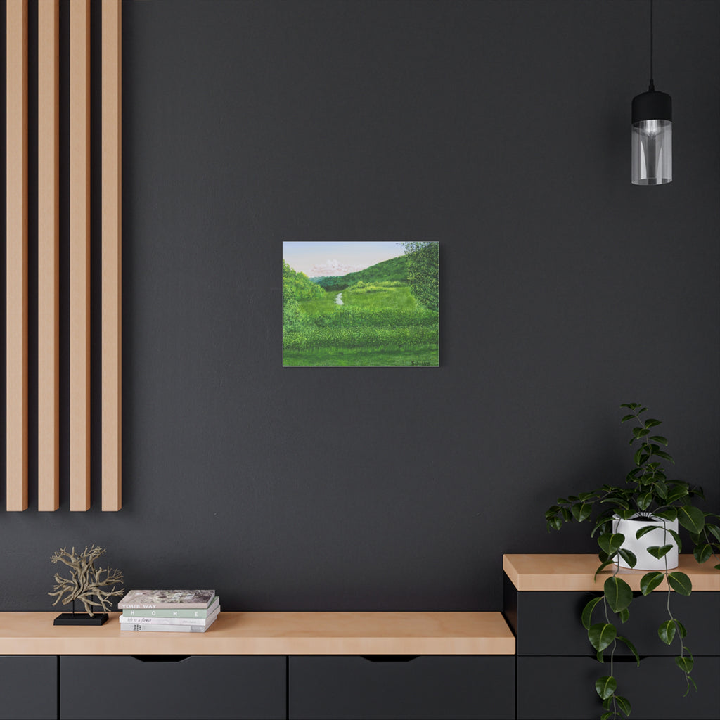 Green Meadow Landscape Canvas Print – Serene Nature Wall Art