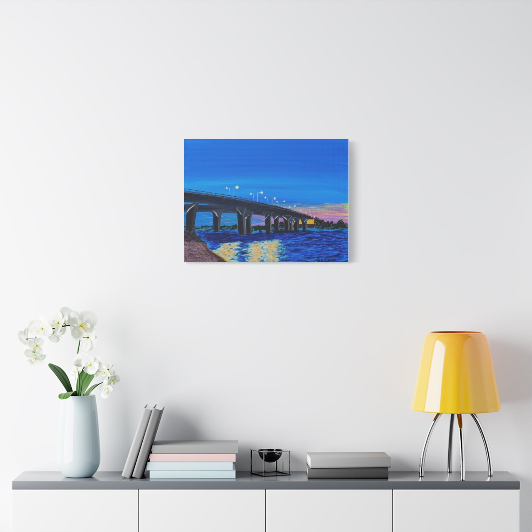 Bridge Sunset Canvas Art - Matte Stretched Wall Decor