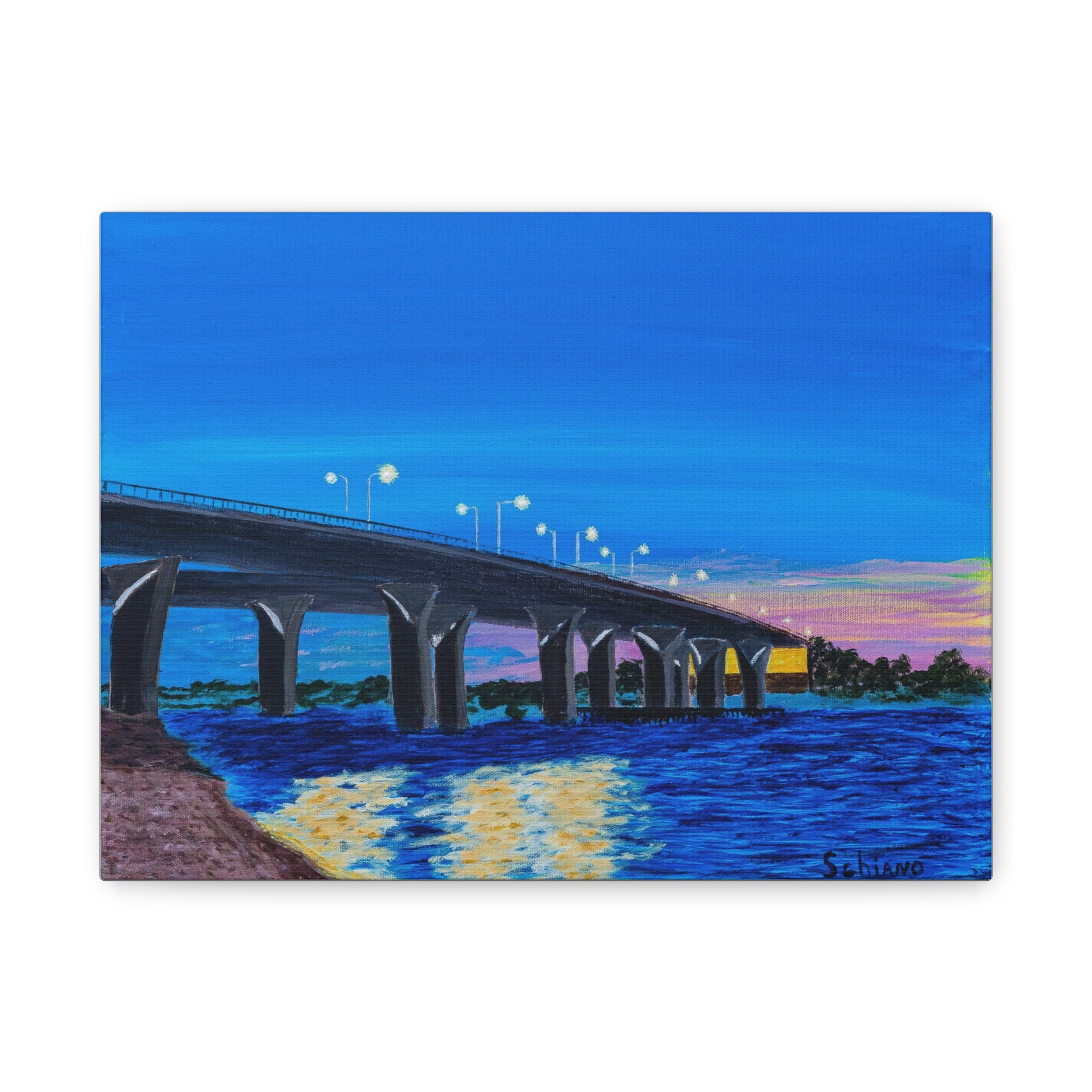 Bridge Sunset Canvas Art - Matte Stretched Wall Decor