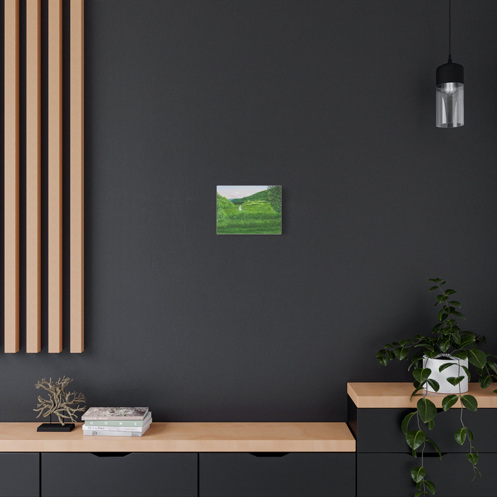 Green Meadow Landscape Canvas Print – Serene Nature Wall Art