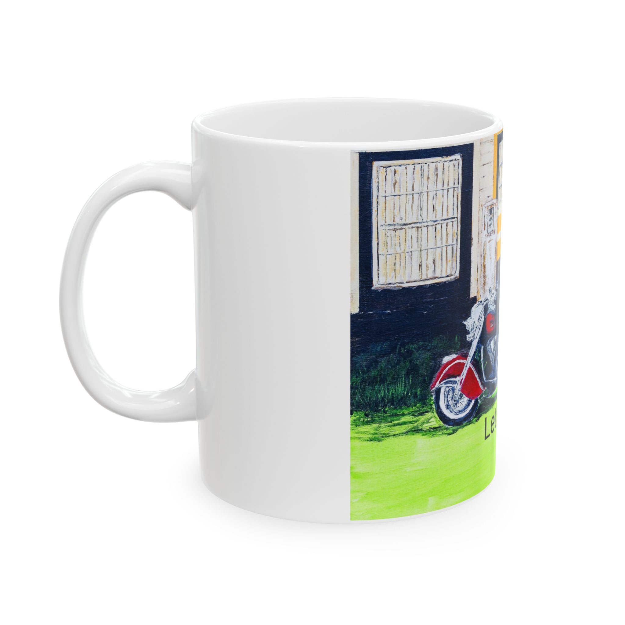 Let's Ride Motorcycle Ceramic Mug — Biker Coffee Cup (11oz/15oz)