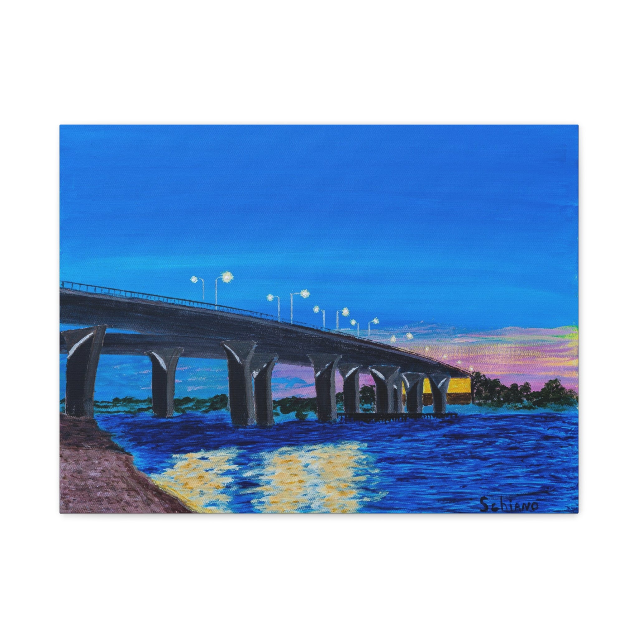 Bridge Sunset Canvas Art - Matte Stretched Wall Decor