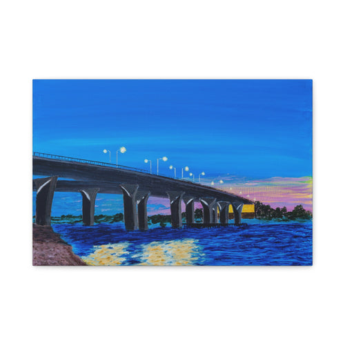 Bridge Sunset Canvas Art - Matte Stretched Wall Decor