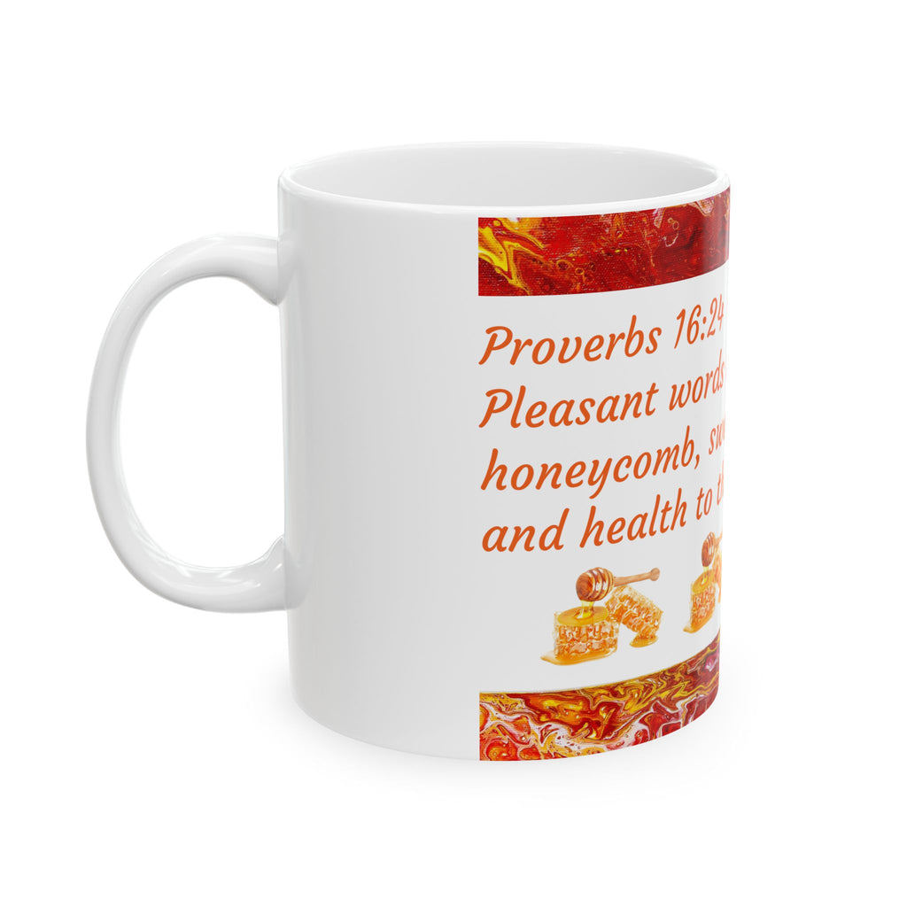 Ceramic Mug — Proverbs 16:24 "Pleasant Words" Inspirational Coffee Mug